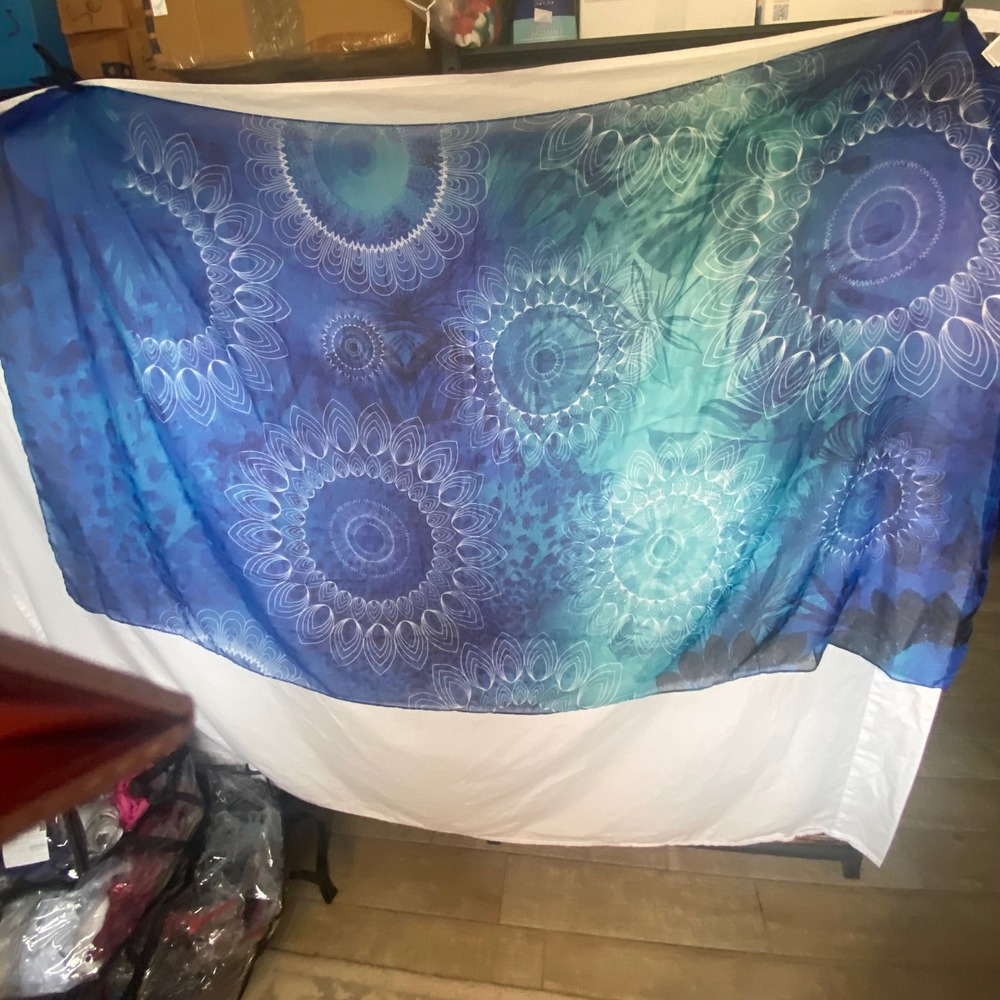 Desigual Foulard Neko Rectangle Scarf Blue Mandala Floral NWT 18SAWW16 - Picture 2 of 4